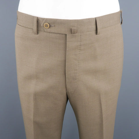 ERMENEGILDO ZEGNA Size 33 Olive Solid Wool Dress Pants ERMENEGILDO ZEGNA