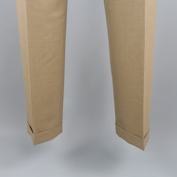 ERMENEGILDO ZEGNA Size 33 Olive Solid Wool Dress Pants