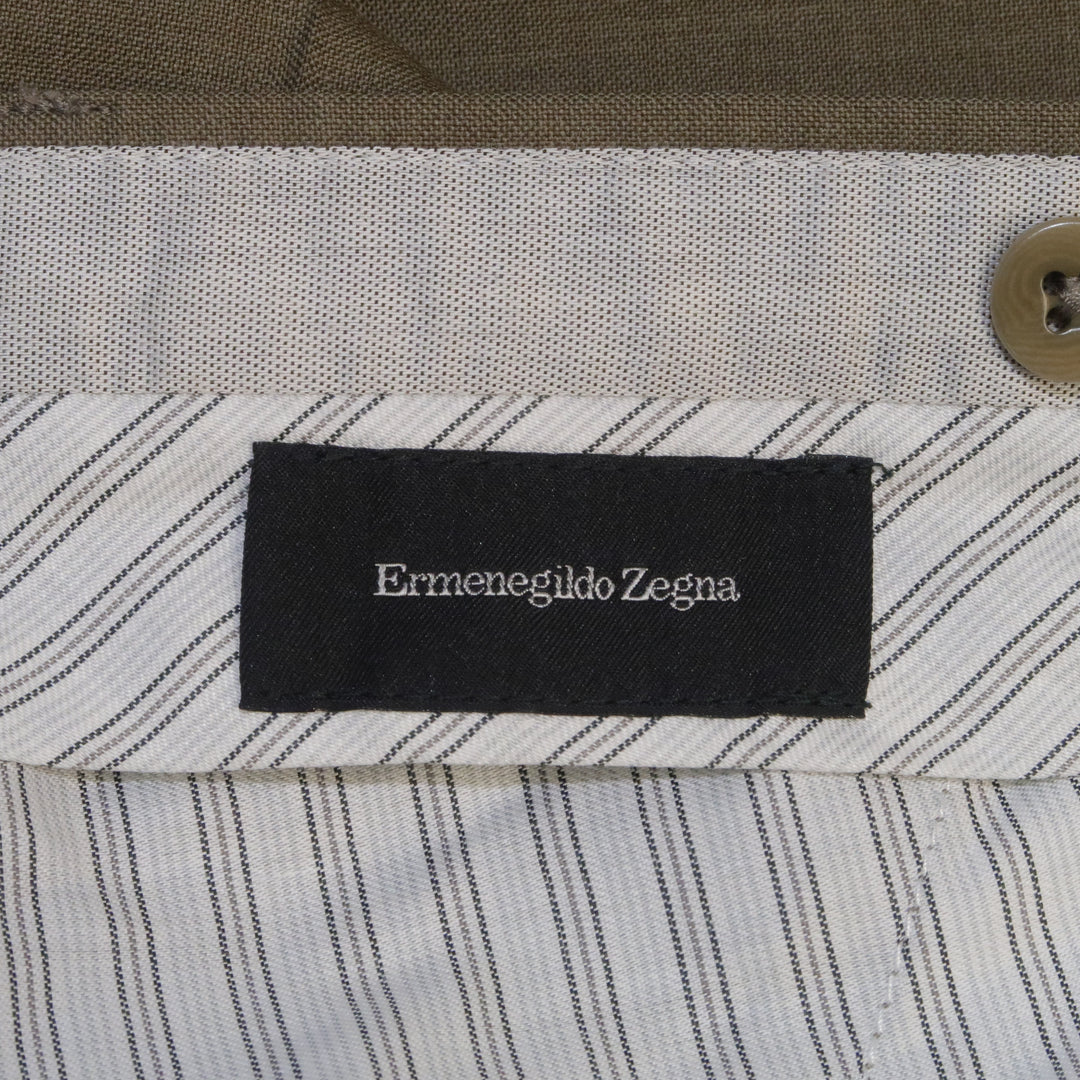 ERMENEGILDO ZEGNA Size 33 Olive Solid Wool Dress Pants