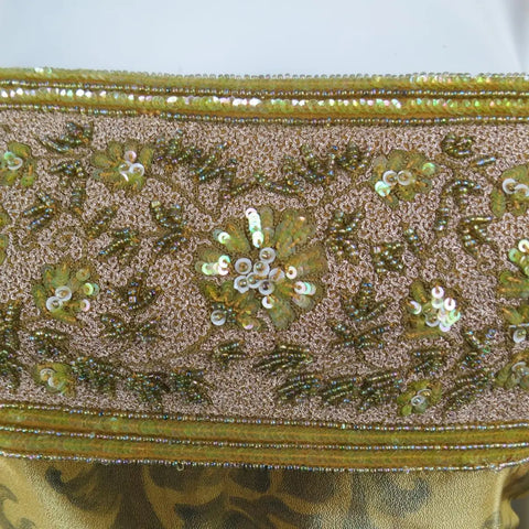 ESCADA COUTURE Size 10 Metallic Gold Brocade Sequin Bust Cocktail Dress ESCADA