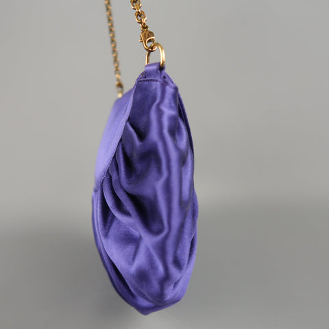 ESCADA Sac à main de soirée en satin de soie plissé violet avec logo doré