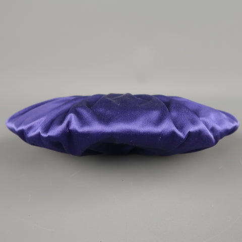 ESCADA Sac à main de soirée en satin de soie plissé violet avec logo doré