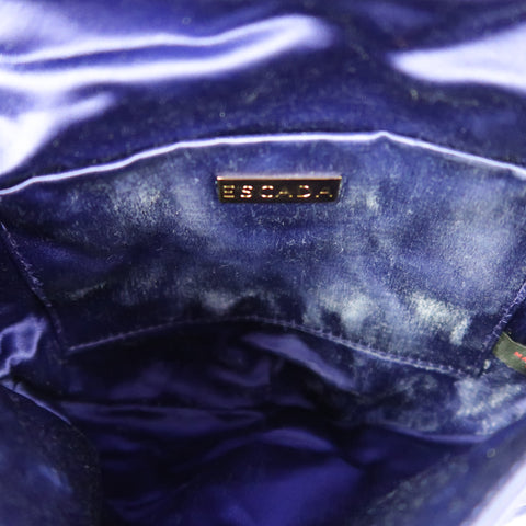 ESCADA Sac à main de soirée en satin de soie plissé violet avec logo doré