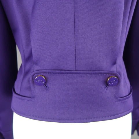 ESCADA Size 4 Purple Cropped Pointed Lapel Belted Jacket ESCADA