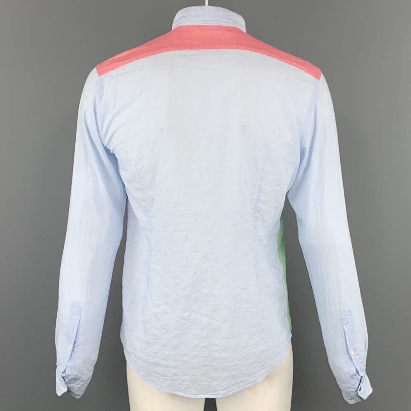 ETON Size L Multi-Color Color Block  Button Down Long Sleeve Shirt