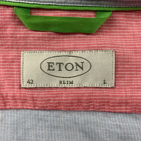 ETON Size L Multi-Color Color Block  Button Down Long Sleeve Shirt
