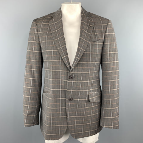 ETRO Size 40 Grey Plaid Wool  Elastane Notch Lapel Sport Coat
