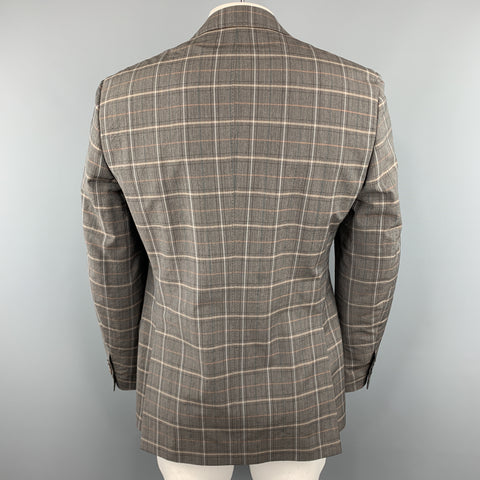 ETRO Size 40 Grey Plaid Wool  Elastane Notch Lapel Sport Coat
