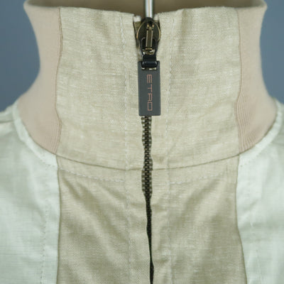 ETRO M Beige Color Block Linen Blend Jacket