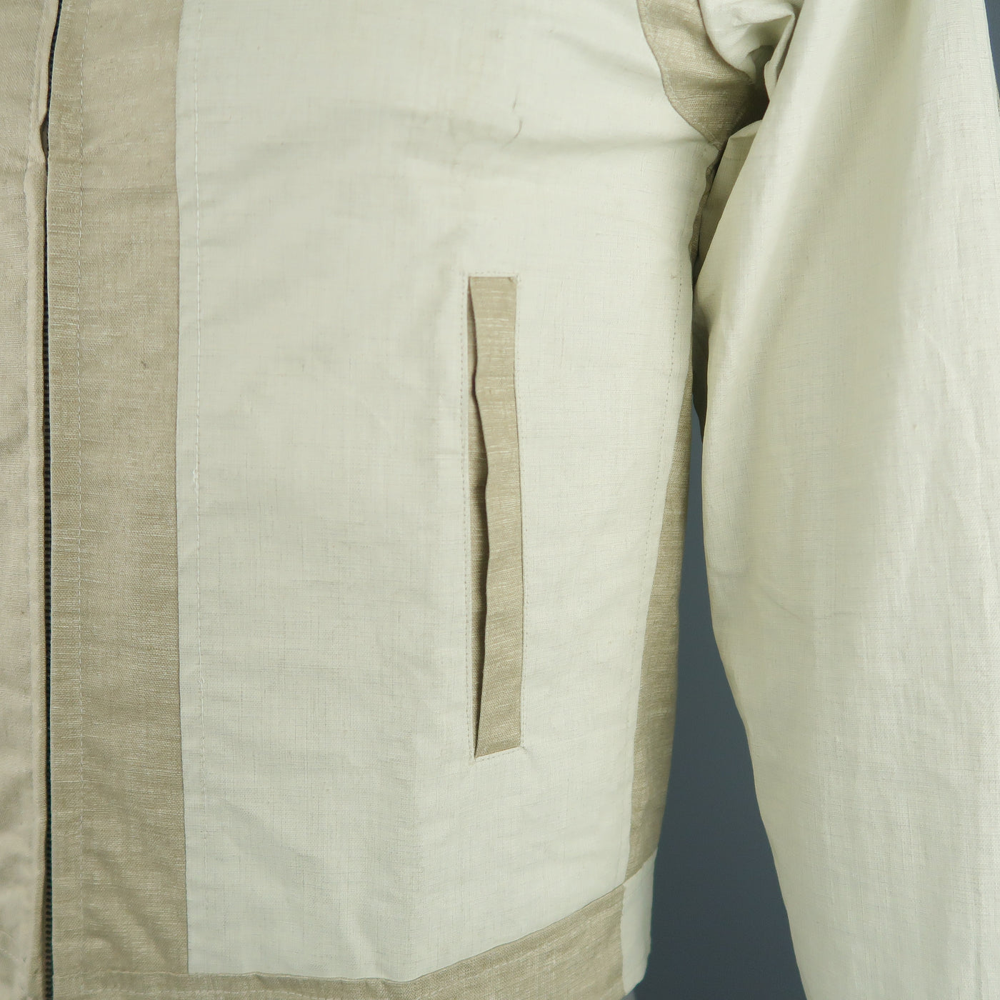 ETRO M Beige Color Block Linen Blend Jacket