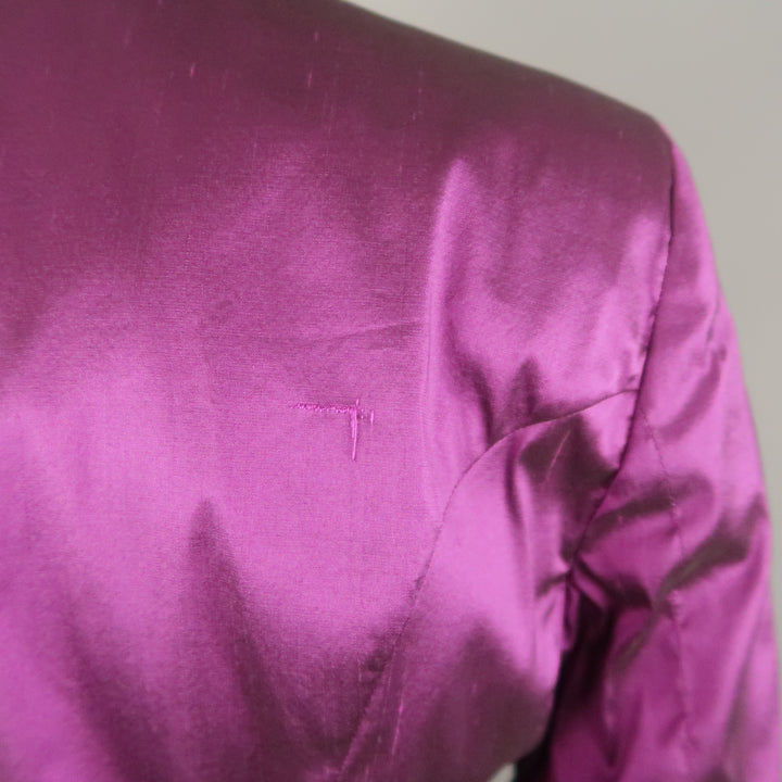 ETRO Size 10 Purple Silk Blend Textured Shantung Taffeta Blazer