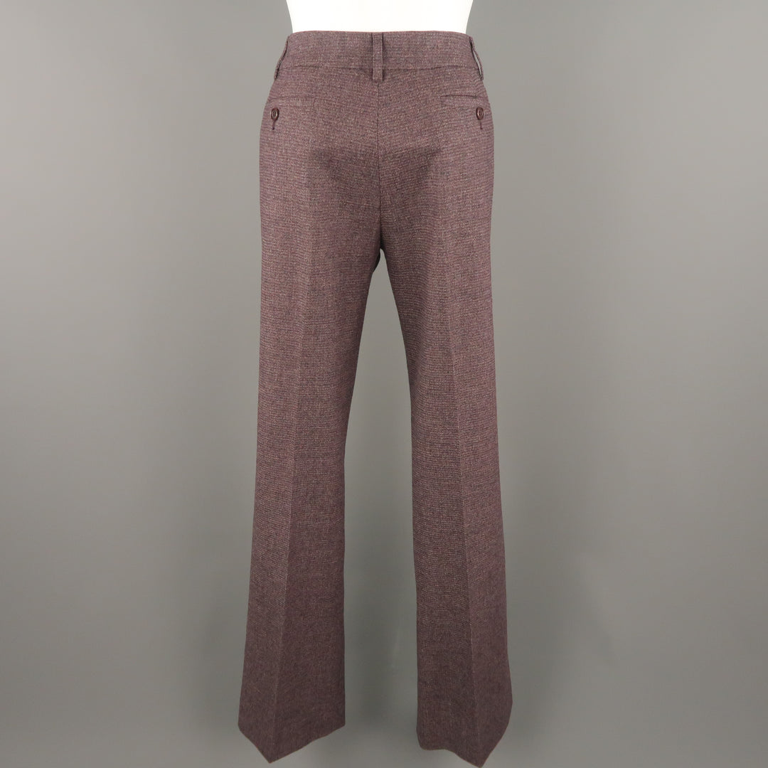 ETRO Size 2 Purple Wool Stretch Tweed Wide Leg Dress Pants
