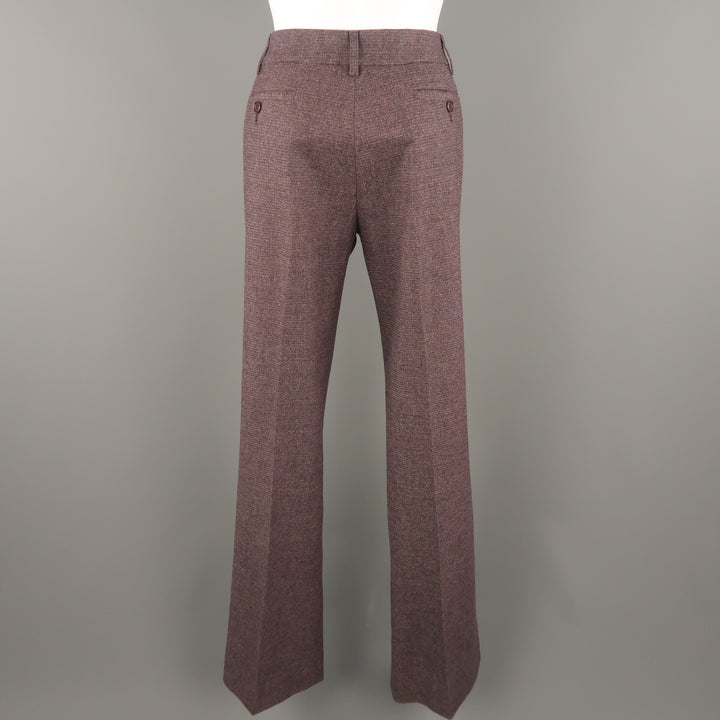 ETRO Pantalones de vestir de pierna ancha de tweed elástico de lana púrpura talla 2