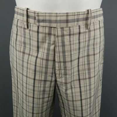 ETRO Size 32 Beige Plaid Cotton 29 Zip Fly Casual Pants
