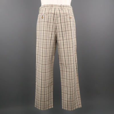 ETRO Size 32 Beige Plaid Cotton 29 Zip Fly Casual Pants