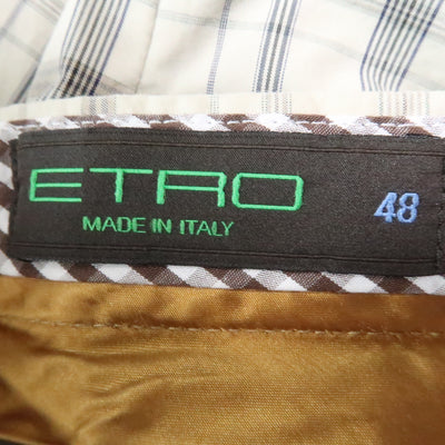 ETRO Size 32 Beige Plaid Cotton 29 Zip Fly Casual Pants