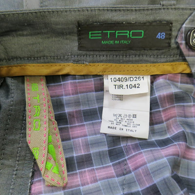 ETRO Size 32 Dark Gray Textured Cotton Blend Dress Pants