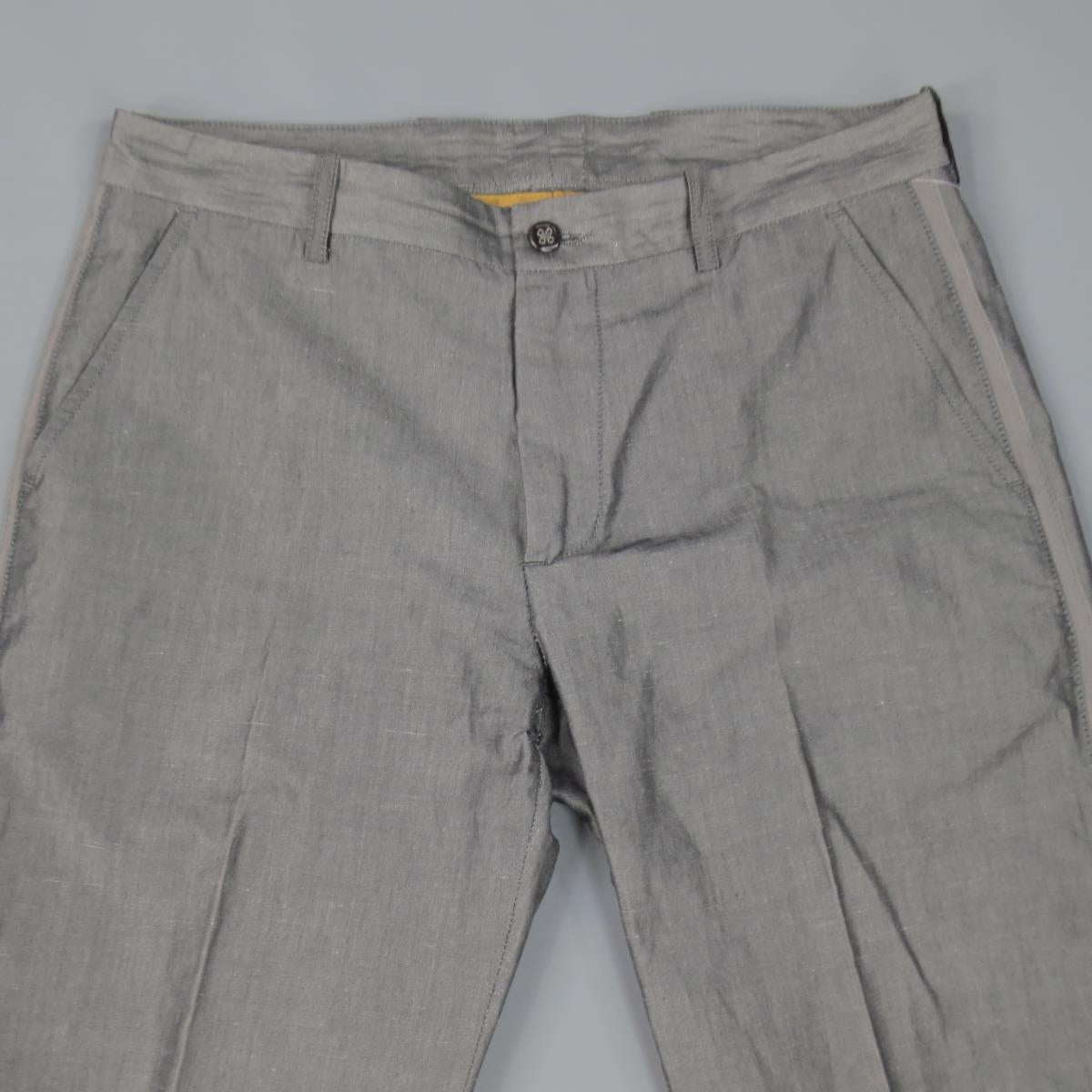 ETRO Size 32 Dark Gray Textured Cotton Blend Dress Pants