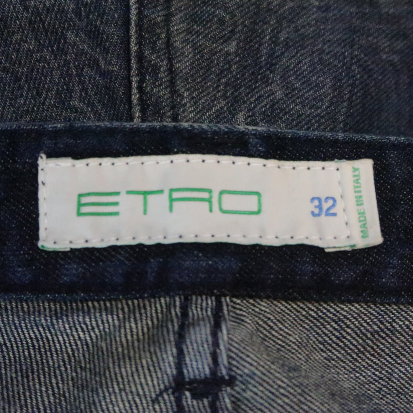 ETRO Size 32 Indigo Paisley Denim Button Fly Jeans