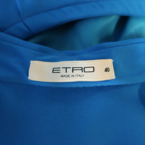 ETRO Size 4 Aqua Blue SLeeveless Half Button Sash Belt Dress ETRO