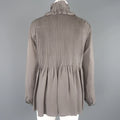 ETRO Size 6 Grey Pleated Velvet Trim Ruffle Blouse ETRO