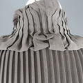ETRO Size 6 Grey Pleated Velvet Trim Ruffle Blouse ETRO