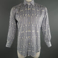 ETRO Size L Navy & White Print Cotton Long Sleeve Shirt ETRO