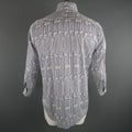 ETRO Size L Navy & White Print Cotton Long Sleeve Shirt ETRO