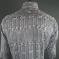 ETRO Size L Navy & White Print Cotton Long Sleeve Shirt ETRO