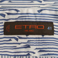ETRO Size L Navy & White Print Cotton Long Sleeve Shirt ETRO