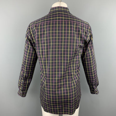 ETRO Size M Purple Plaid Cotton Button Up Long Sleeve Shirt