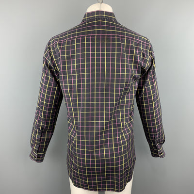 ETRO Size M Purple Plaid Cotton Button Up Long Sleeve Shirt