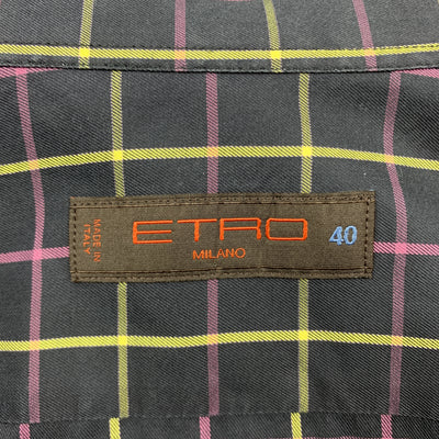 ETRO Size M Purple Plaid Cotton Button Up Long Sleeve Shirt