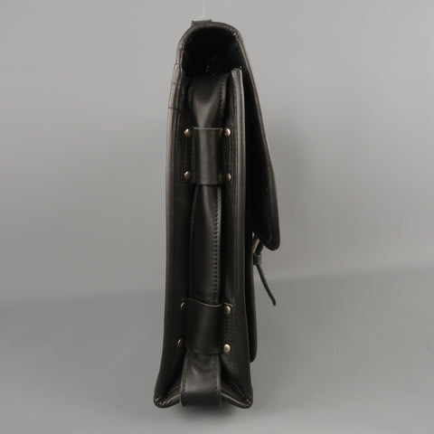 EUROPEAN NATURAL LEATHER BAGS Black Leather Briefcase