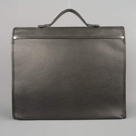 EUROPEAN NATURAL LEATHER BAGS Black Leather Briefcase