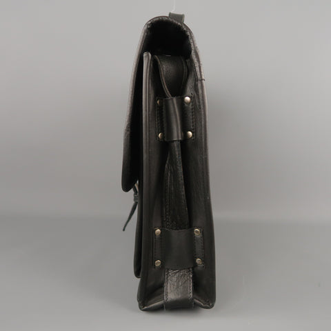 EUROPEAN NATURAL LEATHER BAGS Black Leather Briefcase