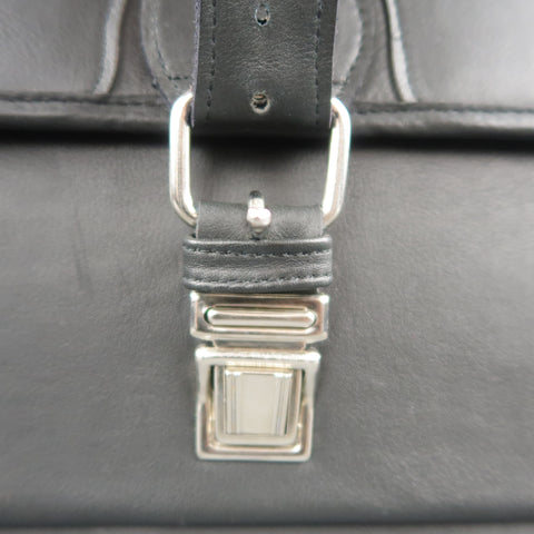 EUROPEAN NATURAL LEATHER BAGS Black Leather Briefcase