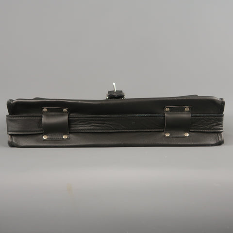 EUROPEAN NATURAL LEATHER BAGS Black Leather Briefcase