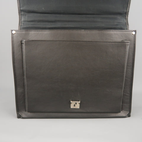 EUROPEAN NATURAL LEATHER BAGS Black Leather Briefcase