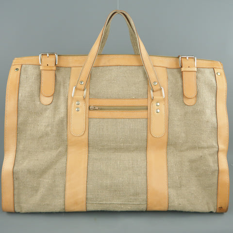 EUROPEAN NATURAL LEATHER BAGS Canvas & Leather Weekender Bag