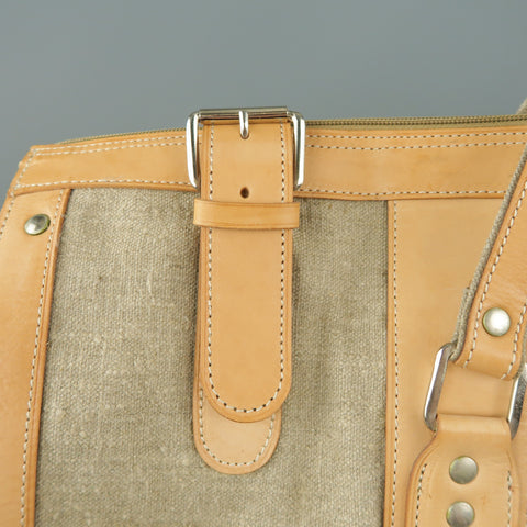 EUROPEAN NATURAL LEATHER BAGS Canvas & Leather Weekender Bag