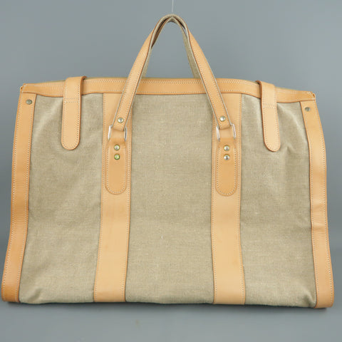 EUROPEAN NATURAL LEATHER BAGS Canvas & Leather Weekender Bag