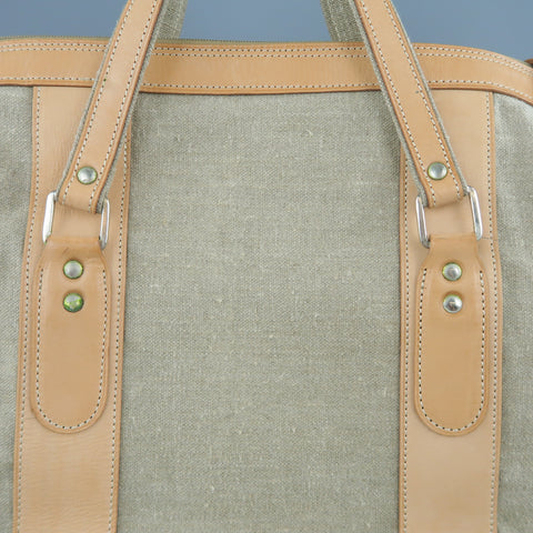 EUROPEAN NATURAL LEATHER BAGS Canvas & Leather Weekender Bag