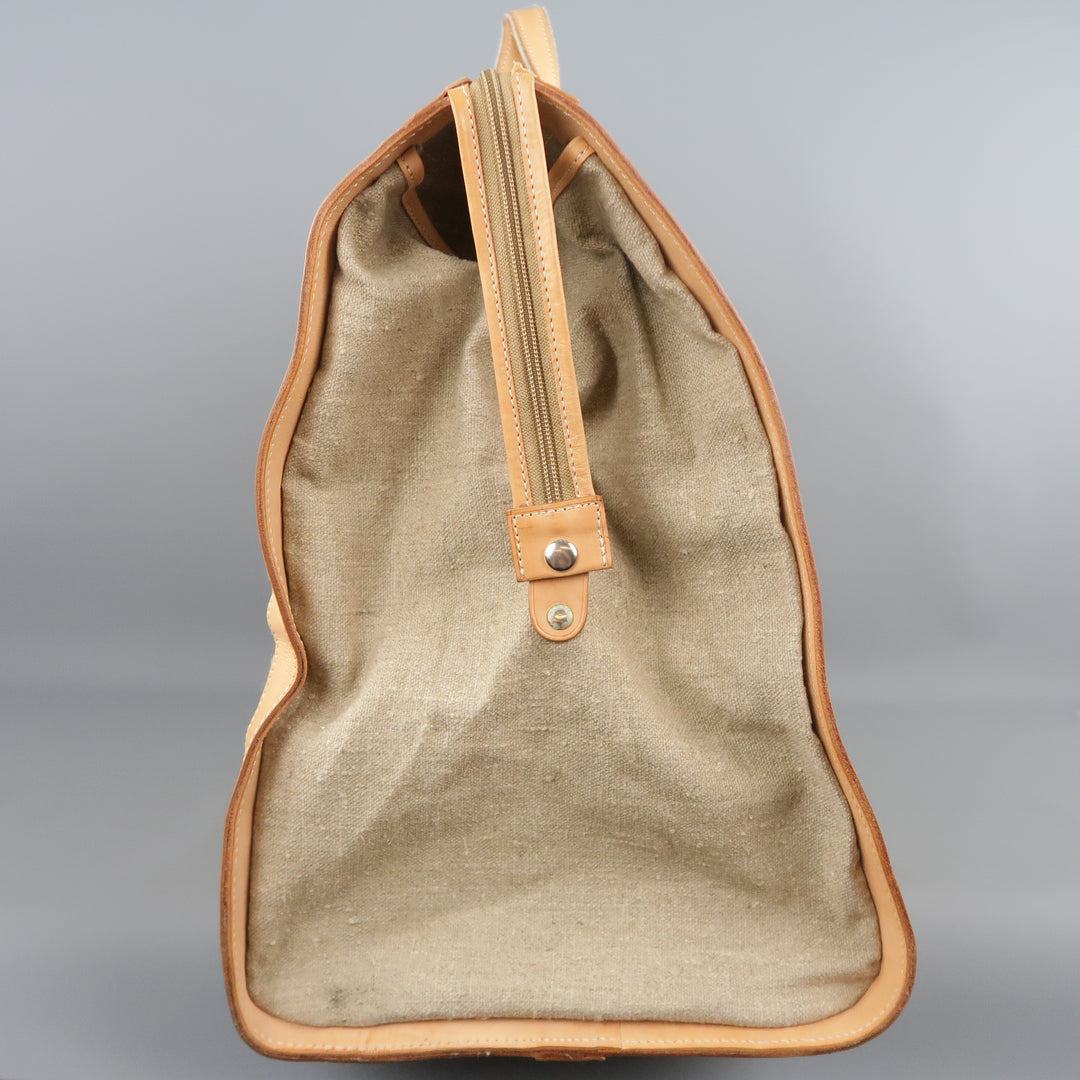EUROPEAN NATURAL LEATHER BAGS Canvas & Leather Weekender Bag