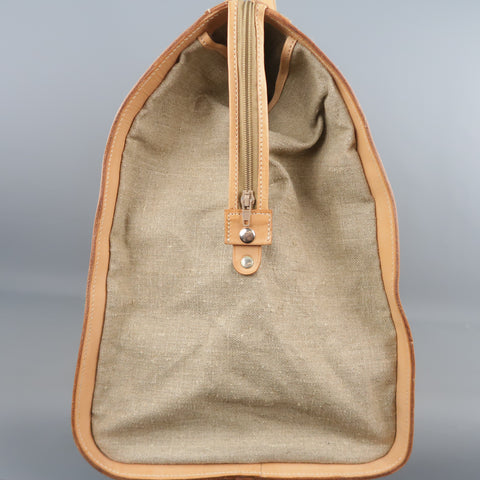 EUROPEAN NATURAL LEATHER BAGS Canvas & Leather Weekender Bag