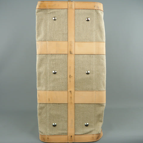 EUROPEAN NATURAL LEATHER BAGS Canvas & Leather Weekender Bag