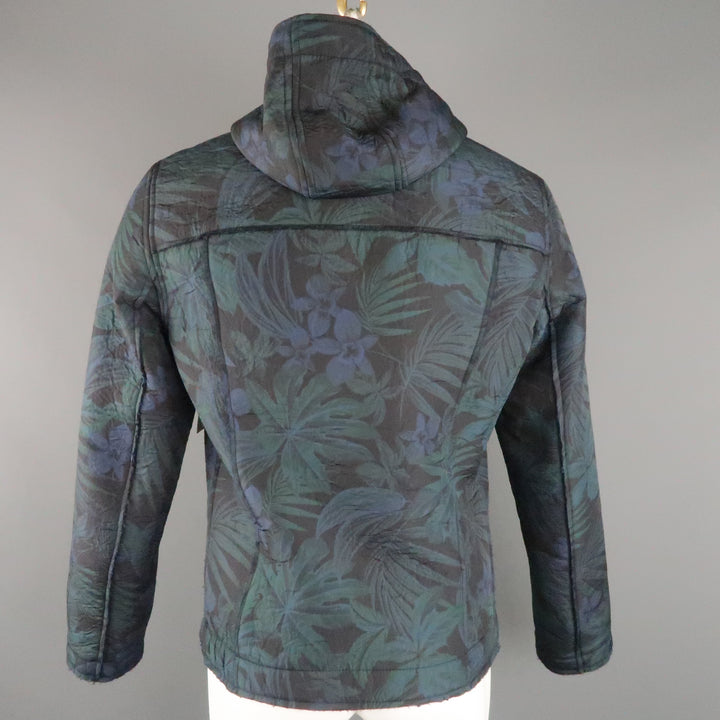EXIBIT 40 Navy & Green Hawaiian Floral Nylon Blend Hooded Jacket