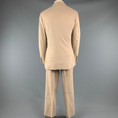 FACONNABLE 40 Long Khaki Solid Cotton 28 32 Notch Lapel  Suit