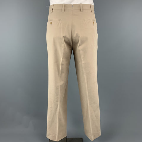 FACONNABLE 40 Long Khaki Solid Cotton 28 32 Notch Lapel  Suit