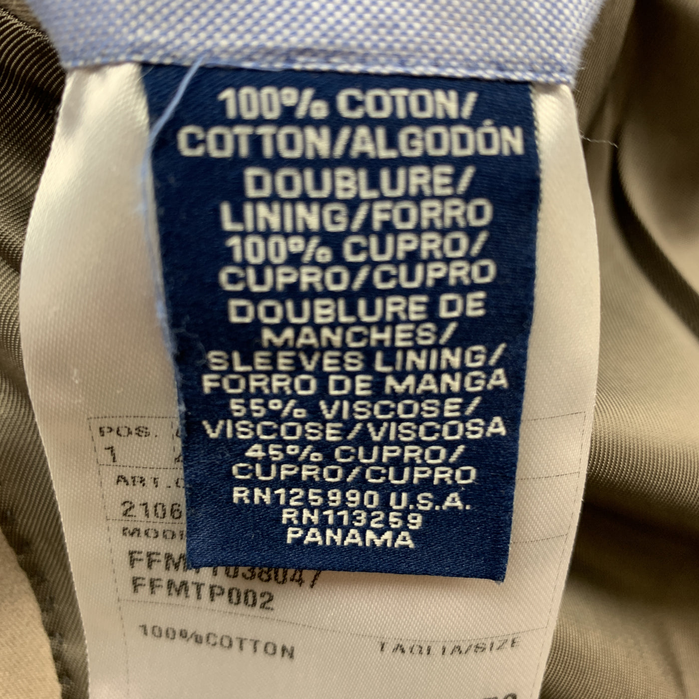 FACONNABLE 40 Long Khaki Solid Cotton 28 32 Notch Lapel  Suit